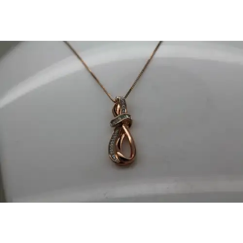 SUN Rose Gold over .925 S.S. DIAMOND OPEN LOOP DESIGN necklace