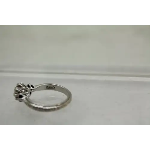TACORI .925 S.S. CZ & BLUE SAPPHIRE SOLITAIRE w/ acc. ring size 9