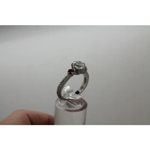 TACORI .925 S.S. CZ & RUBY accent ring size 7.75 #