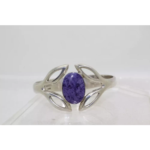 TAXCO MEXICO .925 S.S. PURPLE CHAROLITE FANCY HINGED bracelet 7