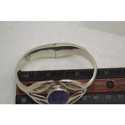 TAXCO MEXICO .925 S.S. PURPLE CHAROLITE FANCY HINGED bracelet 7