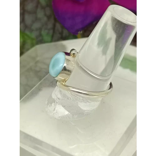 TGGC Blue Laramar Cabochon Bypass Style 925 Sterling Silver Ring Size 8 H* (3)