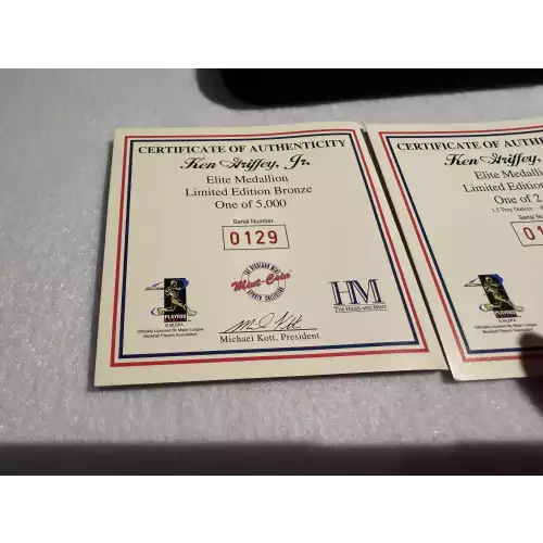 The Highland Mint #24 Ken Griffey Jr. 1.5 oz Fine Silver Bronze 3 Round Set Limited Edition (2)