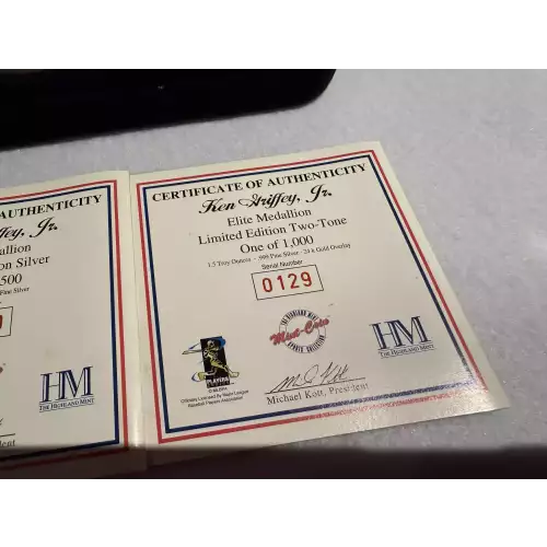 The Highland Mint #24 Ken Griffey Jr. 1.5 oz Fine Silver Bronze 3 Round Set Limited Edition (3)