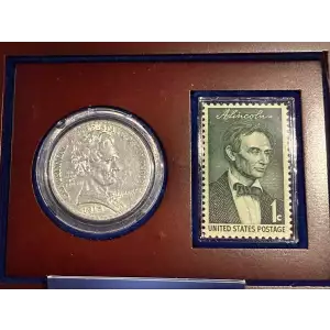 The Only Lincoln 90% Silver Half Dollar 50c 1918 Coin w/ Stamp and Case