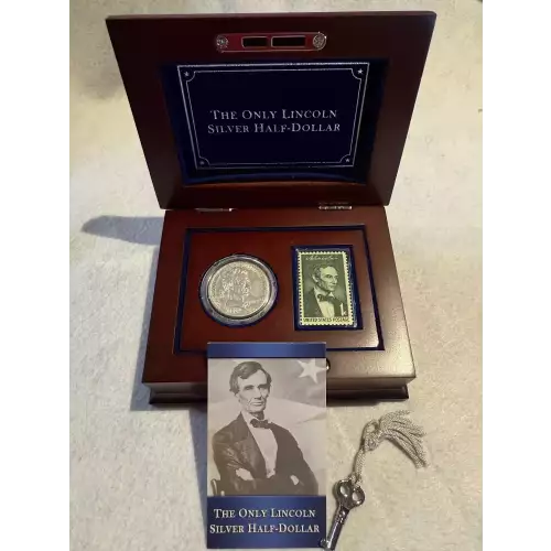 The Only Lincoln 90% Silver Half Dollar 50c 1918 Coin w/ Stamp and Case (2)