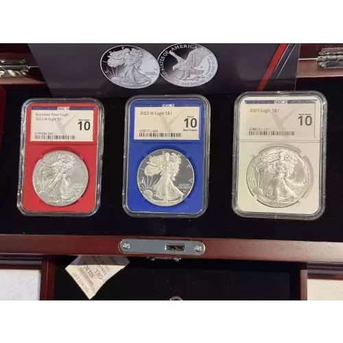 The Perfect 10 Set of 2023 American Eagle Silver Dollar Set MS PR Ultra Cameo