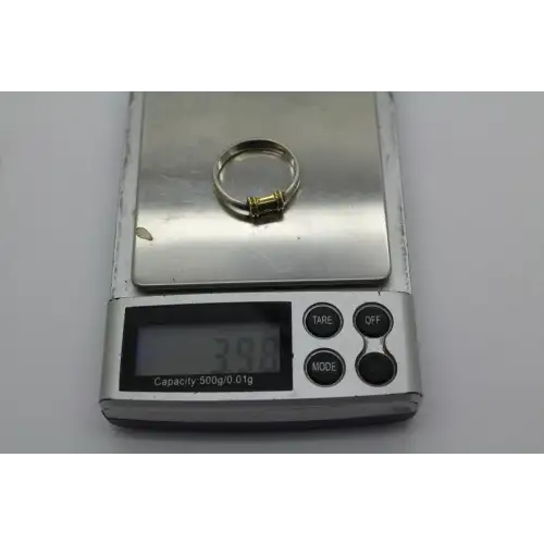 TIFFANY & CO .925 S.S. & 18k Y.G. BLUE SAPPHIRE ring size 9 # (5)