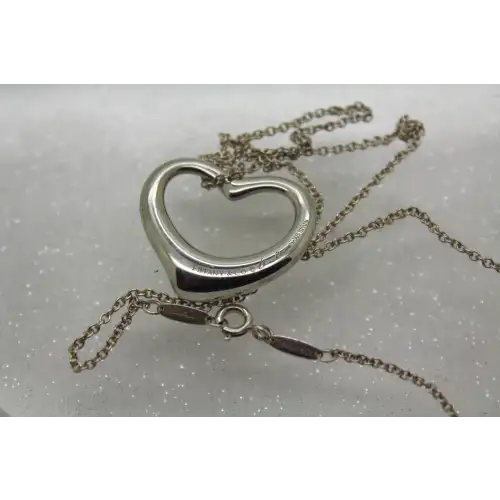 TIFFANY & CO .925 S.S. ELSA PERETTI OPEN HEART necklace #