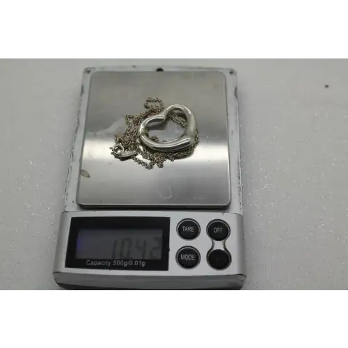 TIFFANY & CO .925 S.S. ELSA PERETTI OPEN HEART necklace #