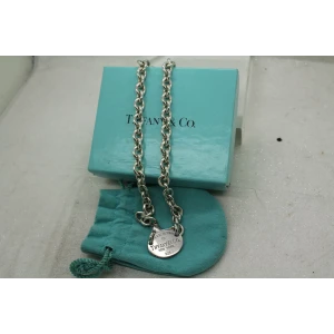 TIFFANY & CO .925 S.S. PLEASE RETURN TO OVAL TAG CHOKER, box, pouch