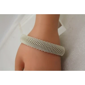 TIFFANY & CO. .925 S.S. SOMERSET MESH BANGLE bracelet 7 1/2