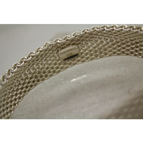 TIFFANY & CO. .925 S.S. SOMERSET MESH BANGLE bracelet 7 1/2
