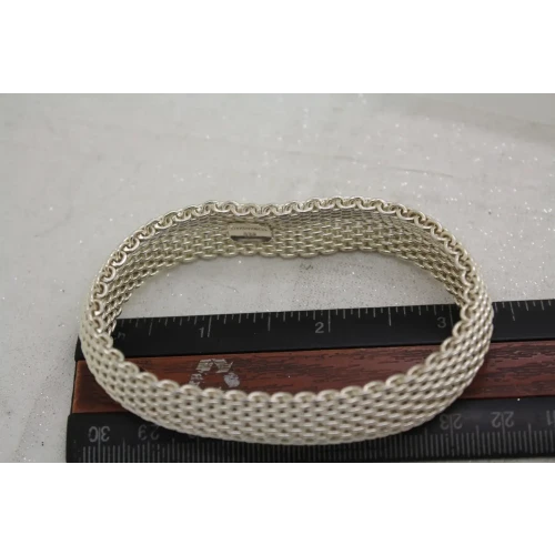 TIFFANY & CO. .925 S.S. SOMERSET MESH BANGLE bracelet 7 1/2