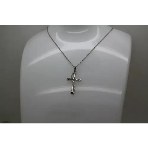 TR TRU-KAY .925 S.S. GRACEFUL WRAPPED SILHOUETTE CROSS CZ necklace (2)