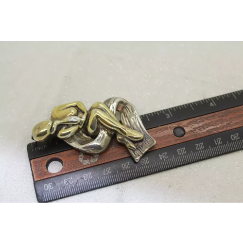Two Tone .925 S.S. WOMAN NYMPH ART FIGURAL pendant pin