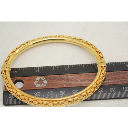 Vermeil .925 S.S. BYZANTINE HINGED BANGLE Bracelet 8