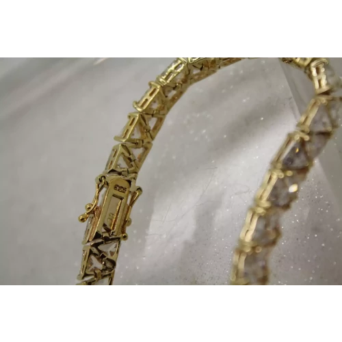 Vermeil .925 S.S. STUNNING TRILLION CUT CLEAR CZ TENNIS bracelet 7 1/2