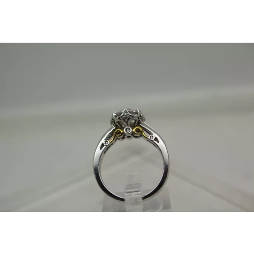 VERRAGIO .925 Sterling Silver  CZ TWO TONE SOLITAIRE ring size 9