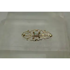 Vintage 14k Yellow Gold OPAL FILIGREE PIN