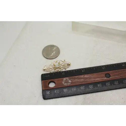 Vintage 14k Yellow Gold OPAL FILIGREE PIN