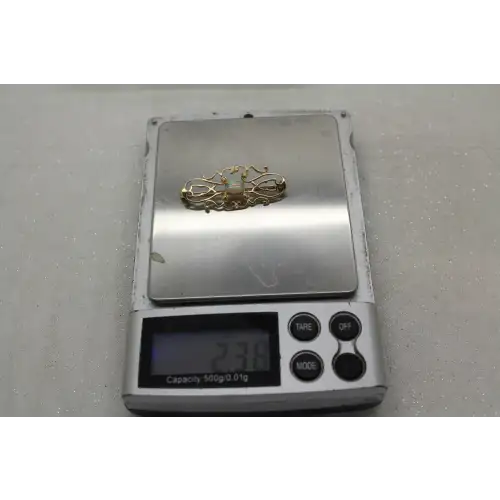 Vintage 14k Yellow Gold OPAL FILIGREE PIN