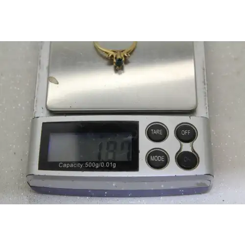 Vintage 14k Y.G. Marquise Cut BLUE DIAMOND SOLITAIRE w/ acc. size 6.5