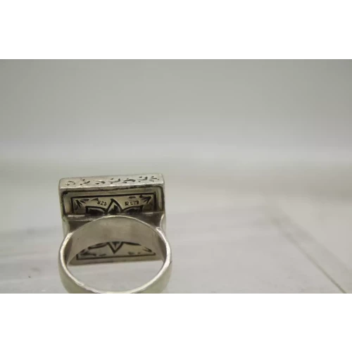 Vintage .925 S.S. DOUBLE SIDED PEBBLE GREEK KEY DESIGN ring sz 7.25
