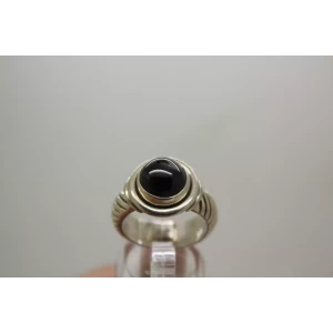 Vintage .925 S.S. NATURAL BLACK STAR DIOPSIDE ring size 7.5
