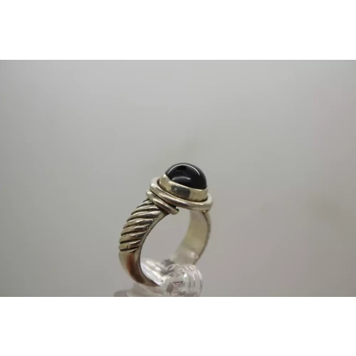 Vintage .925 S.S. NATURAL BLACK STAR DIOPSIDE ring size 7.5