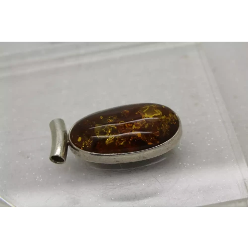 Vintage .925 sterling silver  Large Oval BALTIC AMBER SLIDE pendant
