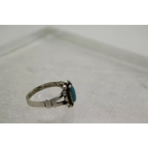 Vintage BELL TRADING POST .925 S.S. TURQUOISE petite ring size 5.75