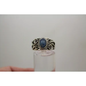 Vintage CAROLYN POLLACK .925 S.S. LAPIS LAZULI FLORAL ring size 7