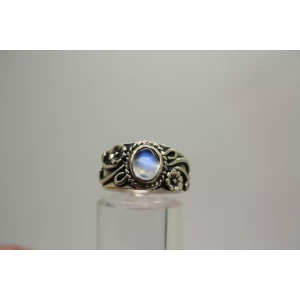 Vintage CAROLYN POLLACK MOONSTONE FLORAL BAND ring size 7