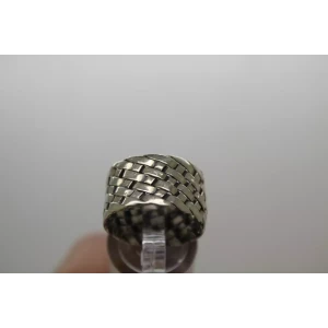 Vintage JAF .925 S.S. BASKET WEAVE CIGAR BAND ring size 9
