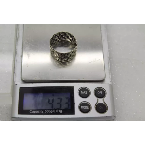 Vintage JAF .925 S.S. BASKET WEAVE CIGAR BAND ring size 9