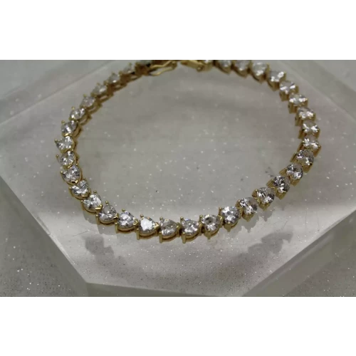 Vintage LENOX vermeil .925 S.S. HEART CUT CZ TENNIS bracelet 8