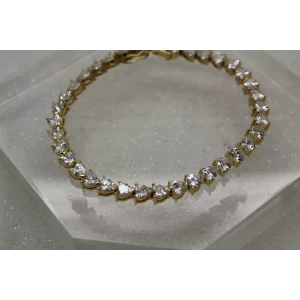 Vintage LENOX vermeil .925 S.S. HEART CUT CZ TENNIS bracelet 8