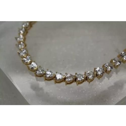 Vintage LENOX vermeil .925 S.S. HEART CUT CZ TENNIS bracelet 8