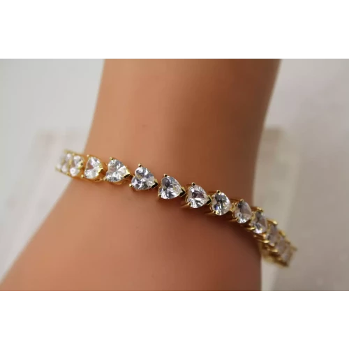 Vintage LENOX vermeil .925 S.S. HEART CUT CZ TENNIS bracelet 8