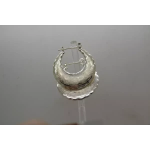 Vintage MEXICO .925 S.S. FLAT BRUSHED TEXTURED DESIGN hoop earrings