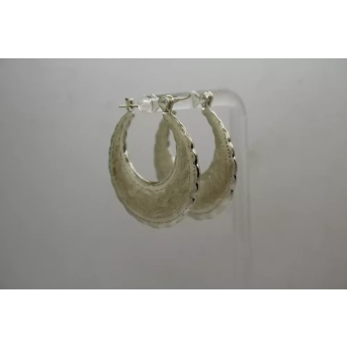 Vintage MEXICO .925 S.S. FLAT BRUSHED TEXTURED DESIGN hoop earrings (2)