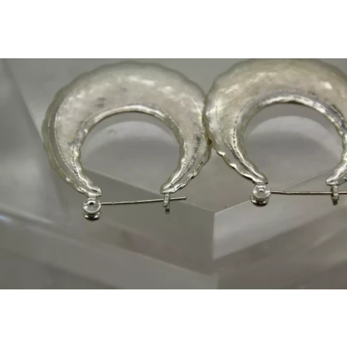 Vintage MEXICO .925 S.S. FLAT BRUSHED TEXTURED DESIGN hoop earrings (4)