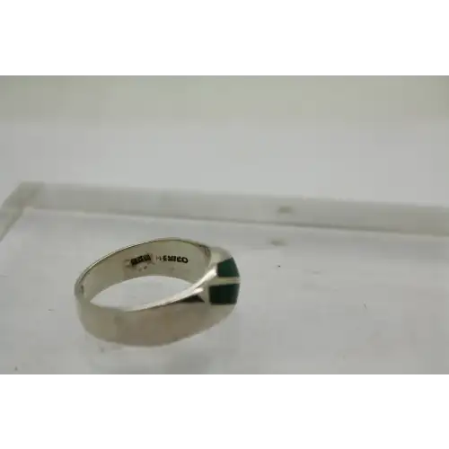 Vintage Signed .925 S.S. MALACHITE INLAY ring size 13