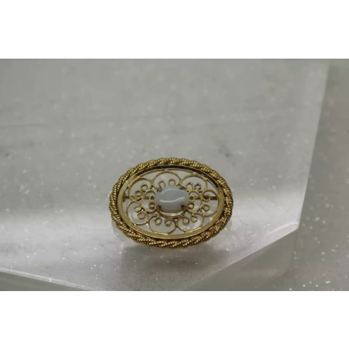 Vintage Signed A&Z 1/20 12k Gold Filled OVAL OPAL FILIGREE pin (2)