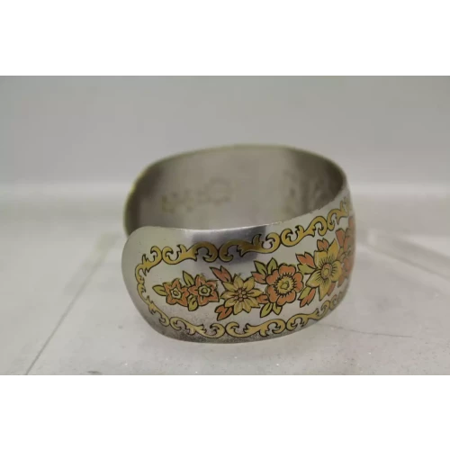 Vintage Silver Tone REED & BARTON DAMASCENE ROSE PATERN CUFF 7
