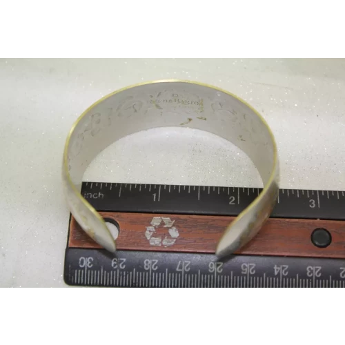 Vintage Silver Tone REED & BARTON DAMASCENE ROSE PATERN CUFF 7