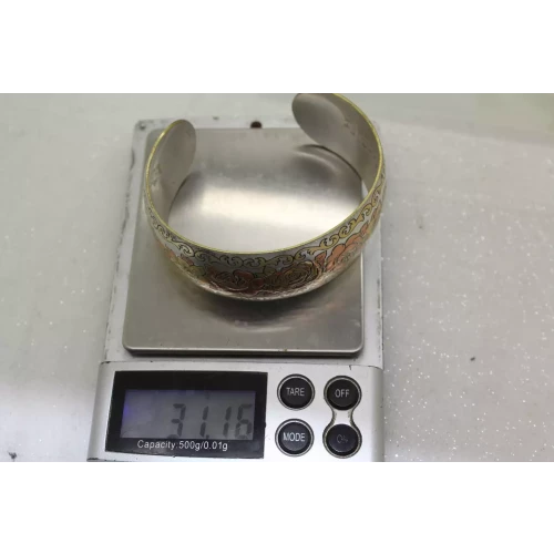 Vintage Silver Tone REED & BARTON DAMASCENE ROSE PATERN CUFF 7