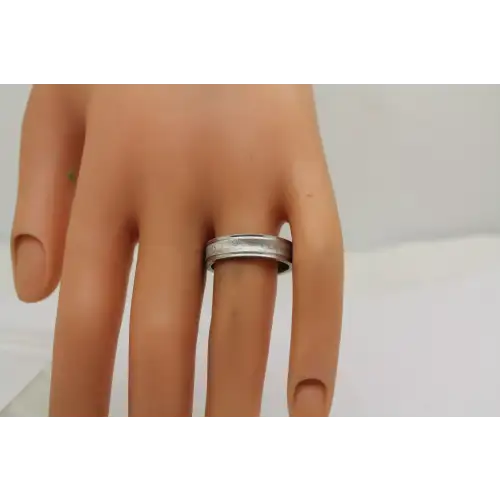 Vtg. 14k W.G. CONCAVE TEXTURED WEDDING BAND size 9.5 5.5mm #