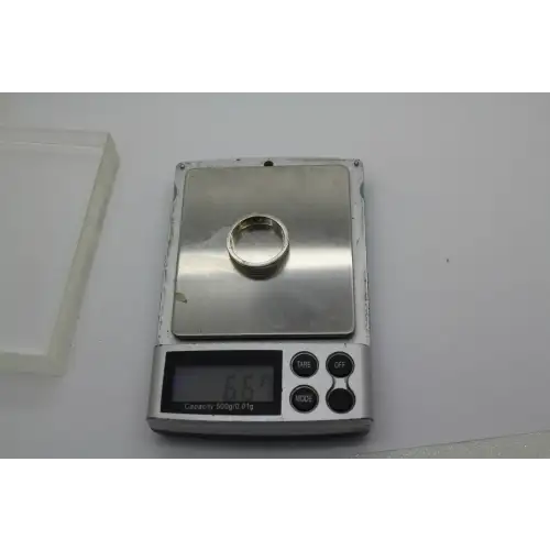 Vtg. 14k W.G. CONCAVE TEXTURED WEDDING BAND size 9.5 5.5mm #